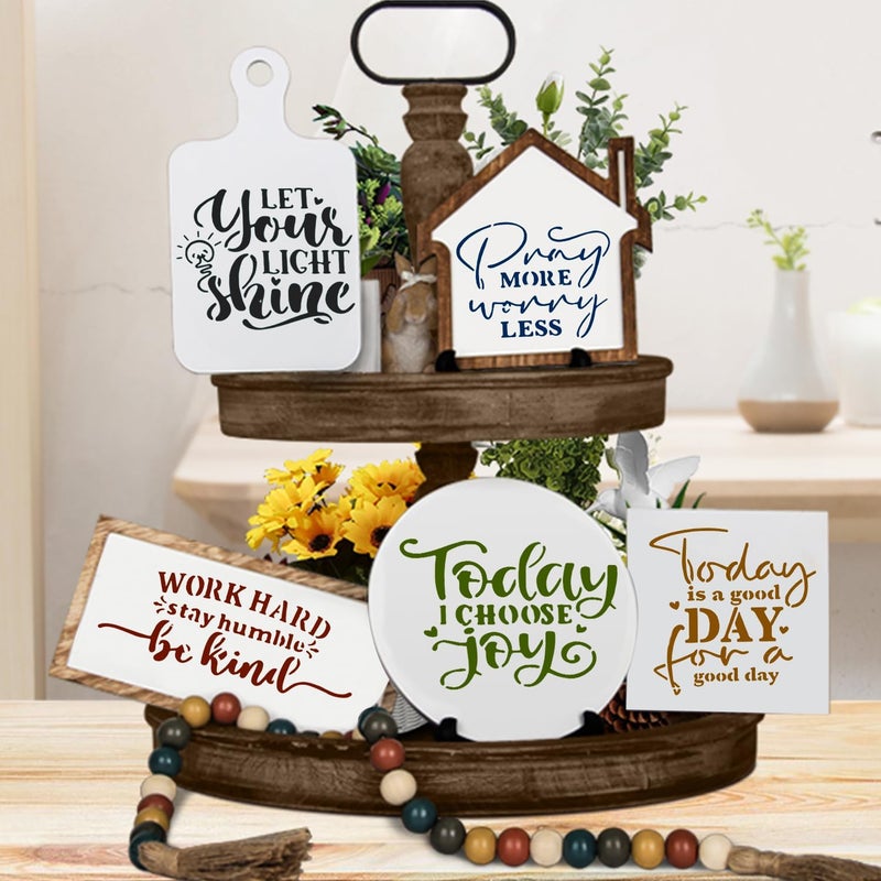 Resflyar 20 PCS Artistic Word Stencils, 4 Inch Inspirational Word Reusable Plastic Paint Templates, Quote Phrase Sayings Stencils Set for Painting on Wood Wall Canvas Fabric Paper Home Sign Furniture Canvas - Image 4